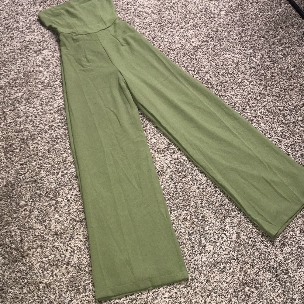 🐠Olive Green Strapless Jumpsuit - Picture 4 of 7